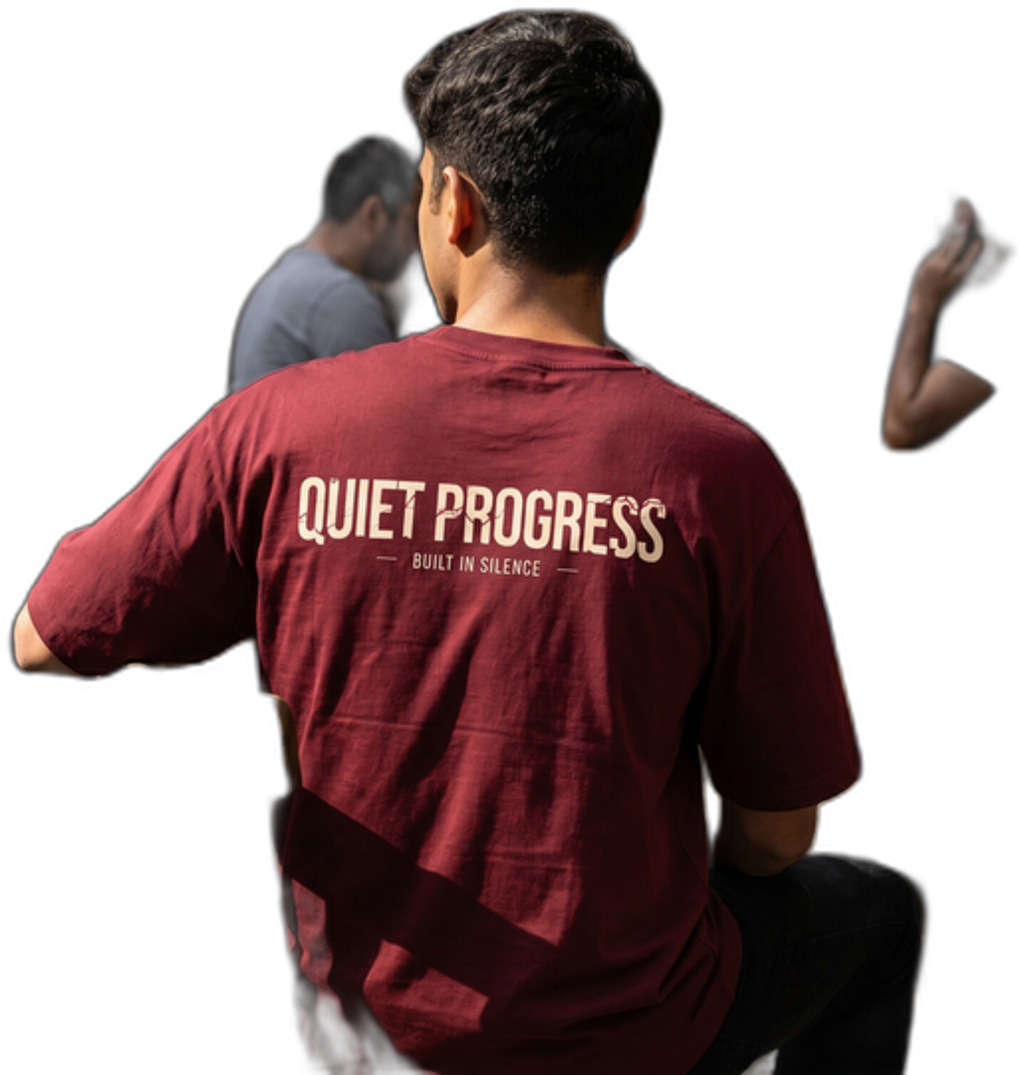 Quiet Progress Tee — Minimal Premium — Maroon